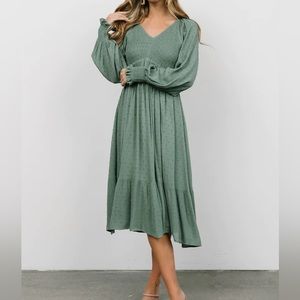 Baltic Born Lainey Smocked Dotted Midi Dress